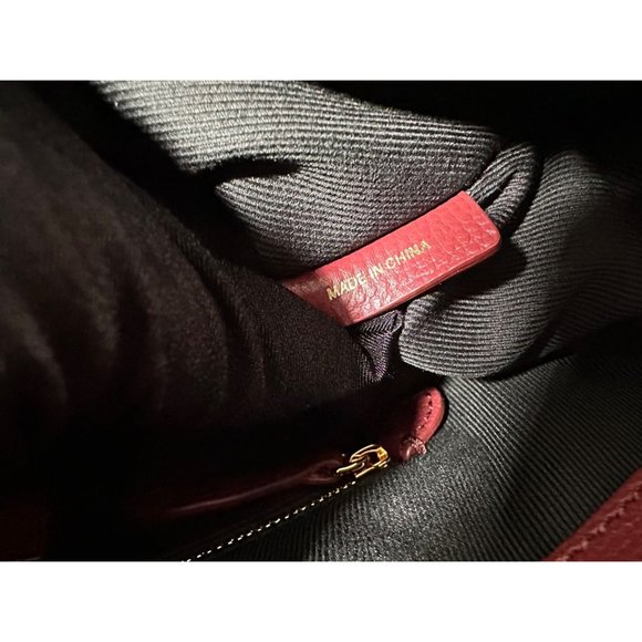 Burberry Medium Banner House Check Leather Tote Shoulder Bag Crimson - Picture 14 of 16